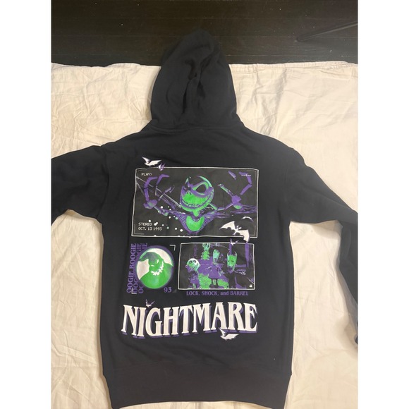Disney The Nightmare Before Christmas Black Hoodie Oogie Boogie Barrel size Xs - Picture 3 of 4